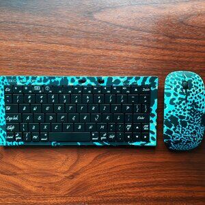 Rebecca Minkoff Blue Leopard Print Wireless Mouse & Keyboard